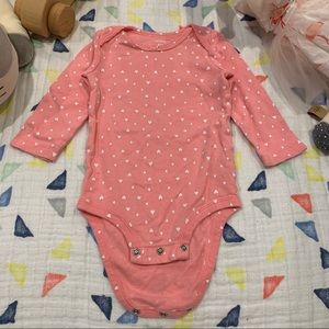 Carter’s salmon hearts kids onesie, 9m